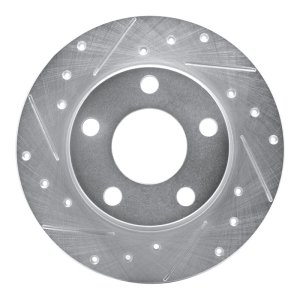 Audi A6 Quattro Brake Rotor (1) - Rear Left - R1 Concepts - Drilled & Slotted - Silver - `99-`05